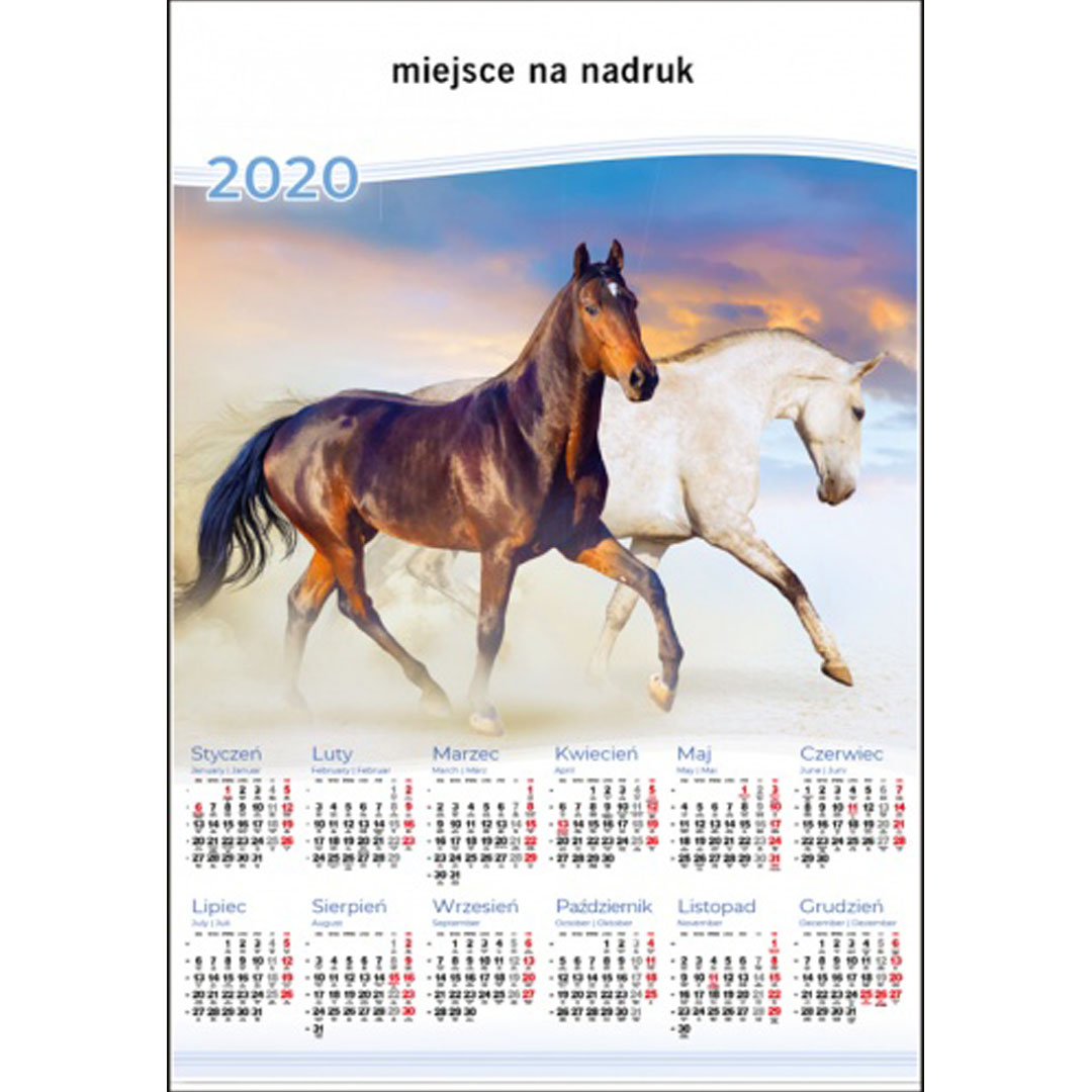 Kalendarz Konie z 2020 roku