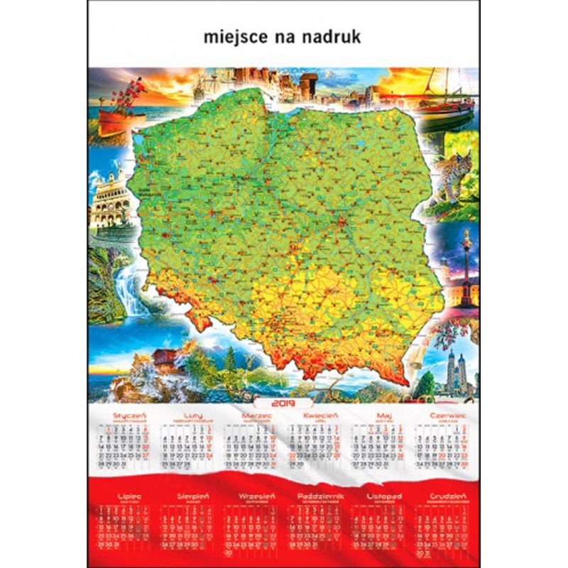 Kalendarz Mapa Polski z 2019 roku