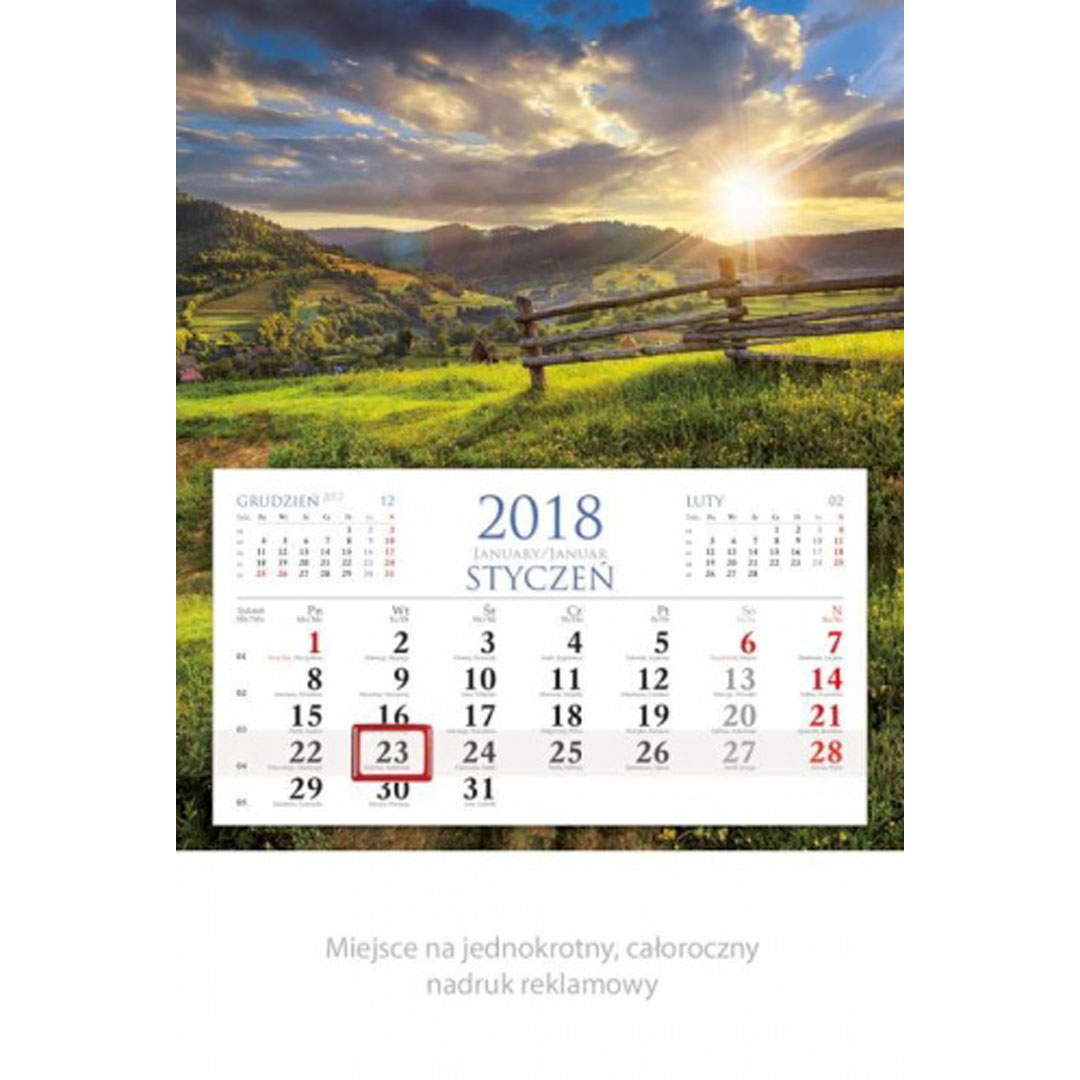 Kalendarz Panorama z 2018 roku