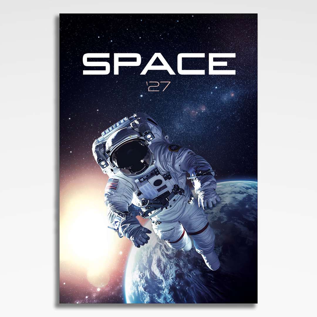 kalendarz wieloplanszowy space, okładka kalendarza z grafiką tematyczną i spiralą Wire-O