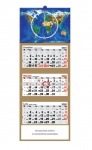 Kalendarz trójdzielny z zegarem 2025 Mapa