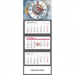 kalendarz trójdzielny z zegarem 2024 zegar
